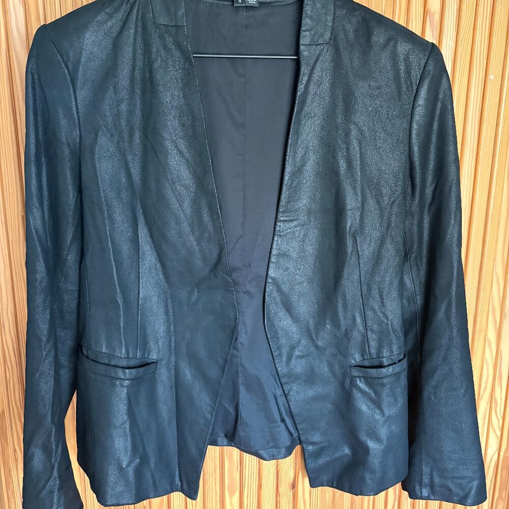 Theory black leather blazer